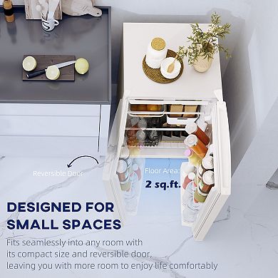 HOMCOM 4.5 Cu Ft Mini Fridge with Freezer, Wheels, Small Fridge