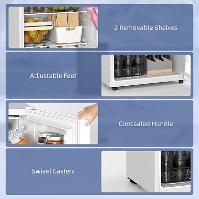 HOMCOM 4.5 Cu Ft Mini Fridge with Freezer, Wheels, Small Fridge