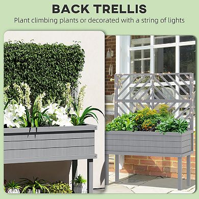 Outsunny Raised Garden Bed with Trellis for Climbing Plants