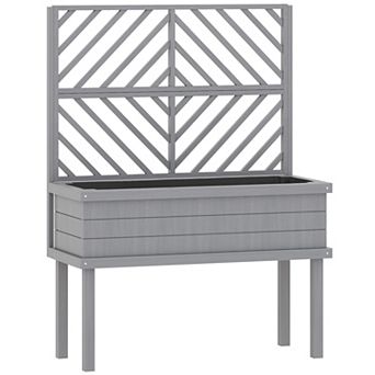 Outsunny Raised Garden Bed with Trellis for Climbing Plants