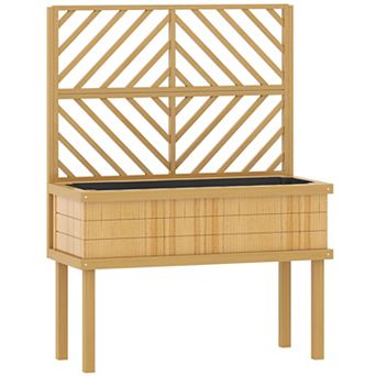 Outsunny Raised Garden Bed with Trellis for Climbing Plants
