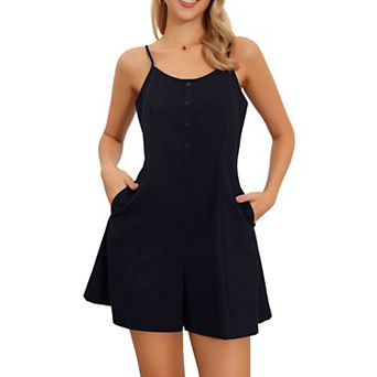 Rompers for Women's Summer Casual Sleeveless Adjustable Spaghetti Strap Loose Shorts