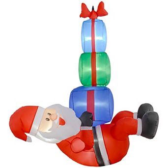 Outsunny 4.6ft Christmas Inflatables Santa Hanging Under Three Gift Boxes