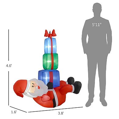 Outsunny 4.6ft Christmas Inflatables Santa Hanging Under Three Gift Boxes