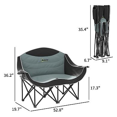 Outsunny Double Camping Chair for Adults, Padded Folding Camp Chair