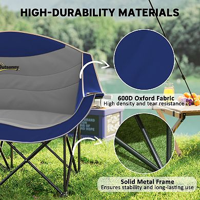 Outsunny Double Camping Chair for Adults, Padded Folding Camp Chair