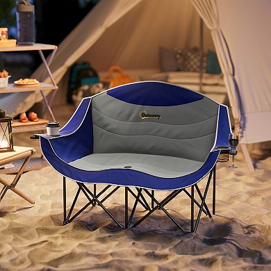 Outsunny Double Camping Chair for Adults, Padded Folding Camp Chair