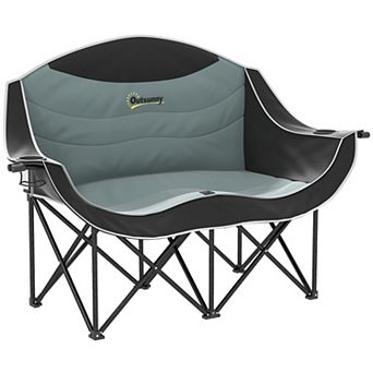 Outsunny Double Camping Chair for Adults, Padded Folding Camp Chair