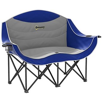 Outsunny Double Camping Chair for Adults, Padded Folding Camp Chair