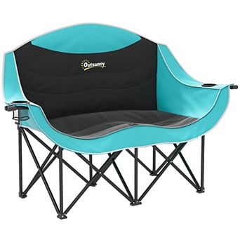 Outsunny Double Camping Chair for Adults, Padded Folding Camp Chair