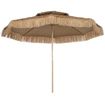 Outsunny 10FT Thatched Tiki Patio Umbrella, UPF30+ Outdoor Umbrella