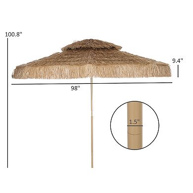 Outsunny 10FT Thatched Tiki Patio Umbrella, UPF30+ Outdoor Umbrella