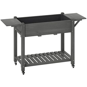 Outsunny Raised Garden Bed, Wood Raised Planter with Liner