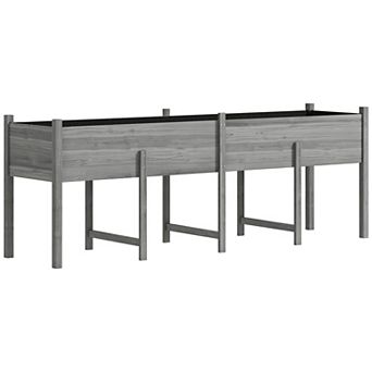 Outsunny Extra Large Wooden Planter Box with Legs & Drain Holes