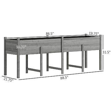 Outsunny Extra Large Wooden Planter Box with Legs & Drain Holes