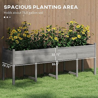 Outsunny Extra Large Wooden Planter Box with Legs & Drain Holes