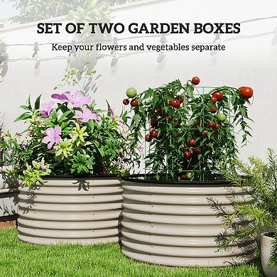 Outsunny Raised Garden Beds, Set of 2 Galvanized Planter Boxes