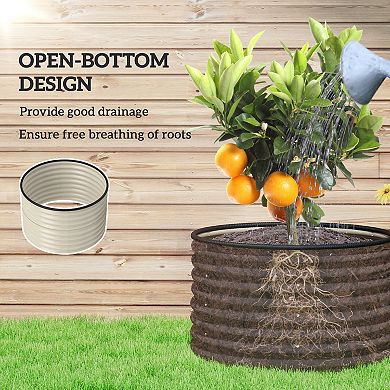 Outsunny Raised Garden Beds, Set of 2 Galvanized Planter Boxes