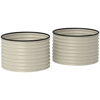 Outsunny Raised Garden Beds, Set of 2 Galvanized Planter Boxes