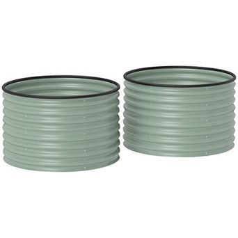 Outsunny Raised Garden Beds, Set of 2 Galvanized Planter Boxes