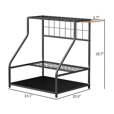 Outsunny Garden Tool Organizer for Garage, 3 Tier Yard Tool Holder