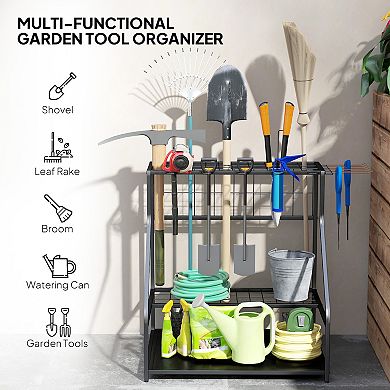 Outsunny Garden Tool Organizer for Garage, 3 Tier Yard Tool Holder