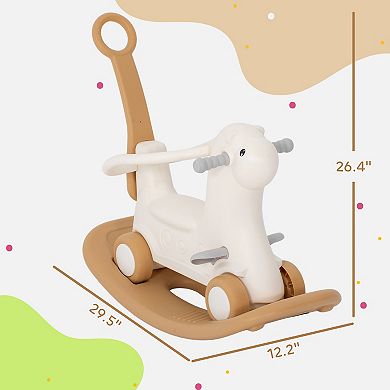 Qaba 4-in-1 Rocking Horse with Detachable Balance Board for 2-5 Years