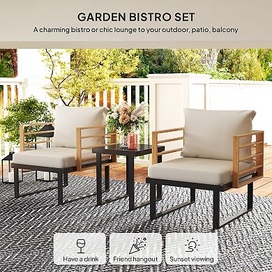 Outsunny Metal Outdoor Bistro Set, Small Patio Set with Cushions
