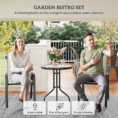 Outsunny Outdoor Bistro Set Small Patio Set w/ Stackable Chairs