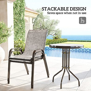 Outsunny Outdoor Bistro Set Small Patio Set w/ Stackable Chairs