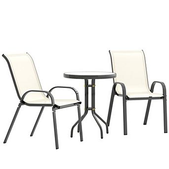 Outsunny Outdoor Bistro Set Small Patio Set w/ Stackable Chairs