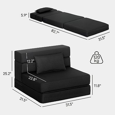 HOMCOM Folding Sofa Bed, Sleeper Chair with Pillow