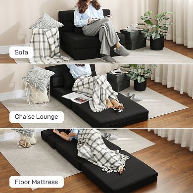 HOMCOM Folding Sofa Bed, Sleeper Chair with Pillow