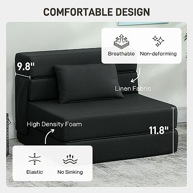 HOMCOM Folding Sofa Bed, Sleeper Chair with Pillow