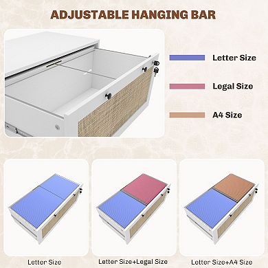 Vinsetto Filing Cabinet with Hanging Bar for Letter A4 Legal Size