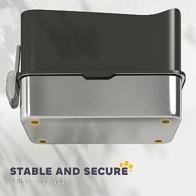 PawHut Stainless Steel Litter Box, Enclosed Litter Box with Scoop