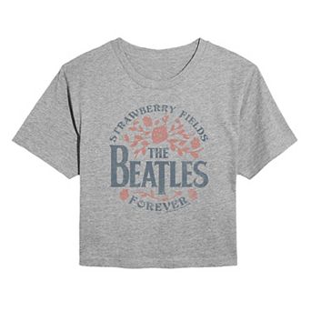 Juniors' The Beatles Strawberry Fields Forever Cropped Tee