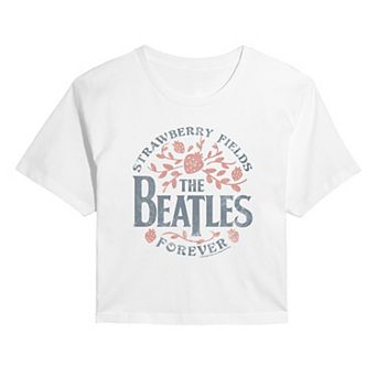 Juniors' The Beatles Strawberry Fields Forever Cropped Tee