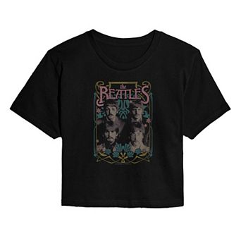Juniors' The Beatles Group Vintage Cropped Tee