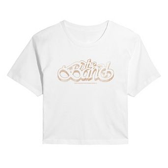 Juniors' The Band Logo Distressed Cropped Tee
