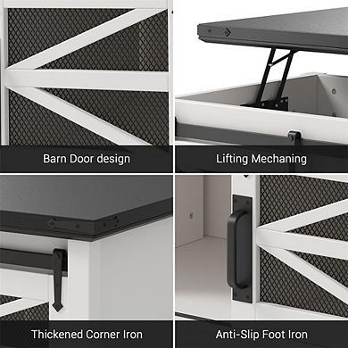 47.2" Rustic Lift Top Coffee Table with Storage with Sliding Barn Doors, Hidden Storage Compartment