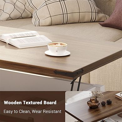 47.2" Rustic Lift Top Coffee Table with Storage with Sliding Barn Doors, Hidden Storage Compartment