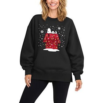 Women's Peanuts Snoopy Joy Crew Oversized Fleece Crew Sweatshirt
