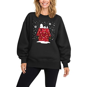 Women's Peanuts Snoopy Joy Crew Oversized Fleece Crew Sweatshirt