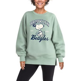 Women's Peanuts Snoopy Brooklyn Beagles Oversized Fleece Crew Sweatshirt