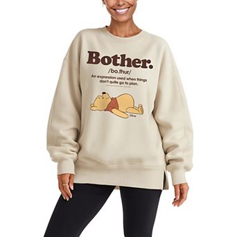 Women's Disney's Winnie The Pooh Bother Oversized Fleece Crew Sweatshirt