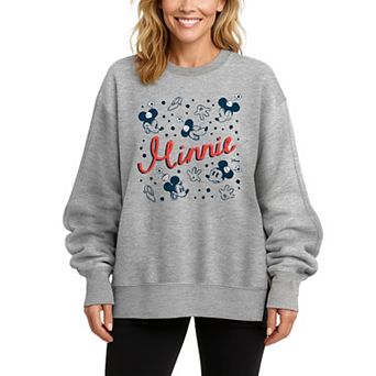 Women's Disney's Minnie Mouse Speckle Oversized Fleece Crew Sweatshirt