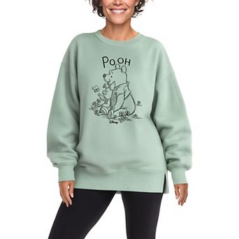 Women's Disney's Winnie The Pooh Piglet & Pooh Oversized Fleece Crew Sweatshirt