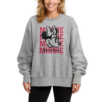 Women's Disney's Minnie Mouse Repeated Oversized Fleece Crew Sweatshirt