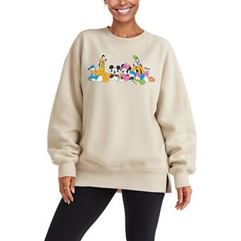 Women's Disney Mickey & Friends Oversized Fleece Crew Sweatshirt